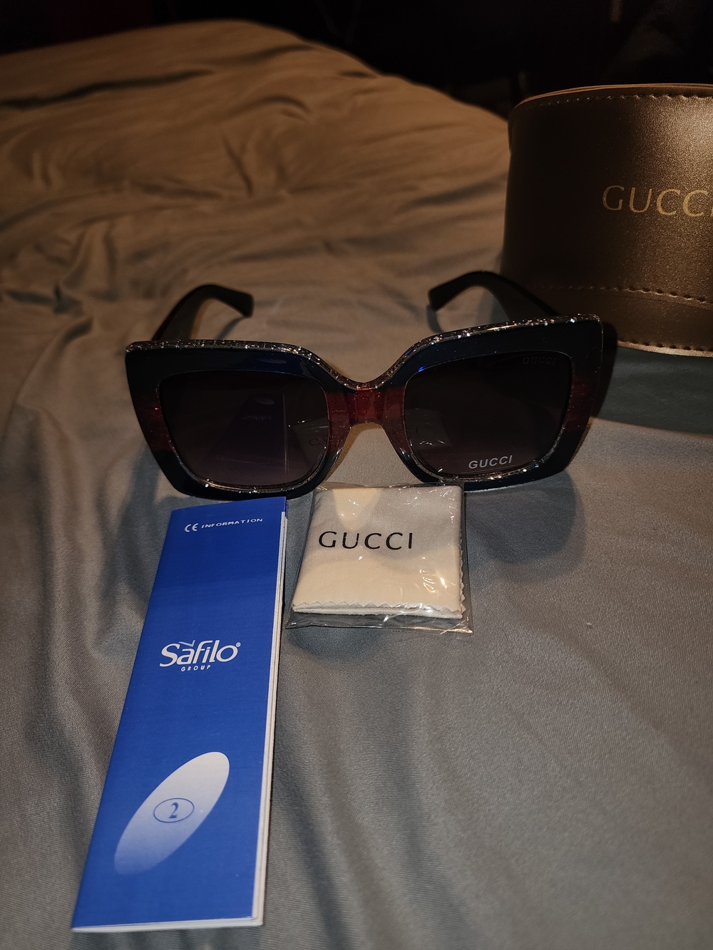 Gucci Black and Brown Gradient Oversized Square Sunglasses